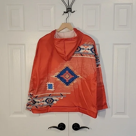 Womens western Aztec sweatshirt with fall colors - Picture 2 of 2